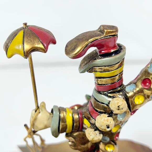 Ron Lee Acrobat Handstand Clown Umbrella Gold Onyx Hand Painted Signed 1982 - Picture 13 of 16